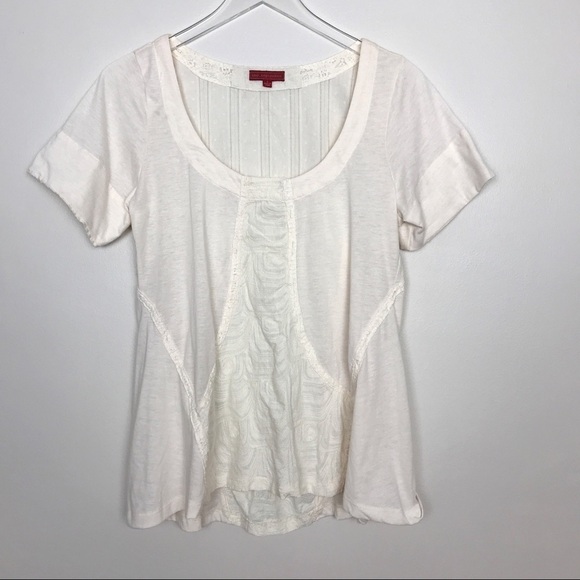 Anthro | One September Cream Top Dotted Swiss S - Picture 2 of 8